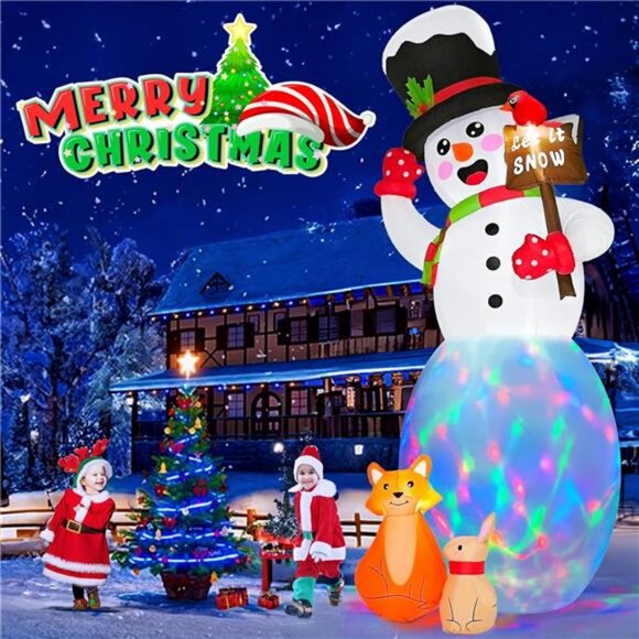 12FT Christmas Inflatables Outdoor Decoration, Giant Inflatable Snowman Cardinal - Picture 6 of 8